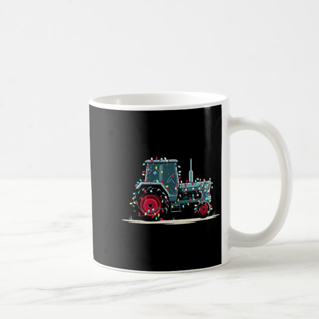 Funny Tractor Christmas Graphics Lights Lover Farm Kaffeetasse (Rechts)