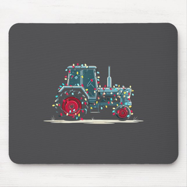 Funny Tractor Christmas Graphics Lights Lover Farm Mousepad (Vorne)