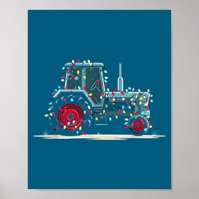 Funny Tractor Christmas Graphics Lights Lover Farm Poster (Vorne)