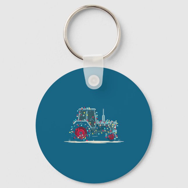 Funny Tractor Christmas Graphics Lights Lover Farm Schlüsselanhänger (Vorderseite)