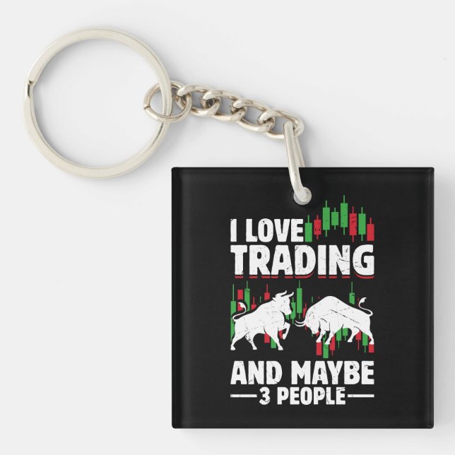 Funny Trading Quote Bull & Candlestick Daytrading  Schlüsselanhänger (Vorderseite)