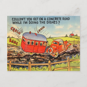 Funny Trailer RV Camping Camper Cartoon Postkarte