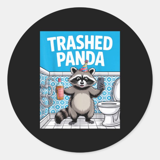 Funny Trashed Panda Raccoon Gets Drunk 1ff512797a7 Runder Aufkleber (Vorderseite)