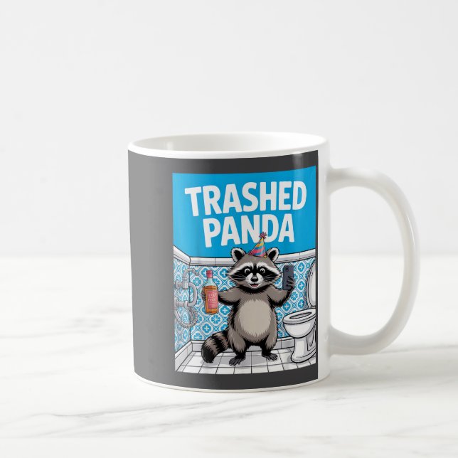 Funny Trashed Panda Raccoon Gets Drunk  Kaffeetasse (Rechts)