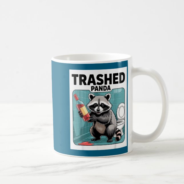 Funny Trashed Panda Raccoon Gets Drunk  Kaffeetasse (Rechts)