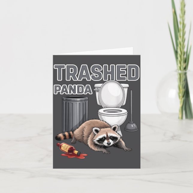 Funny Trashed Panda Raccoon Gets Drunk  Karte (Vorderseite)