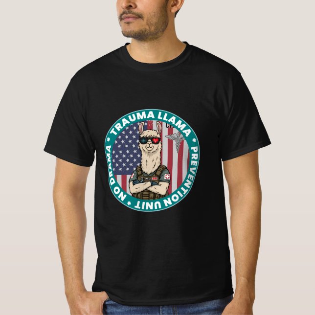 Funny Trauma Llama Prevention Unit T-shirt Médical (Devant)