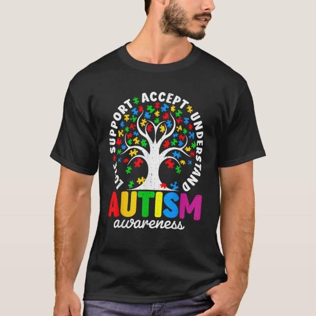 Funny Tree Autismus Awareness Month ASD Supp T-Shirt (Vorderseite)