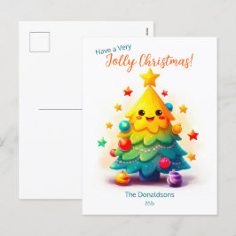 Funny Tree Christmas Postcard Feiertagspostkarte
