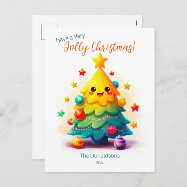 Funny Tree Christmas Postcard Feiertagspostkarte (Vorne/Hinten)