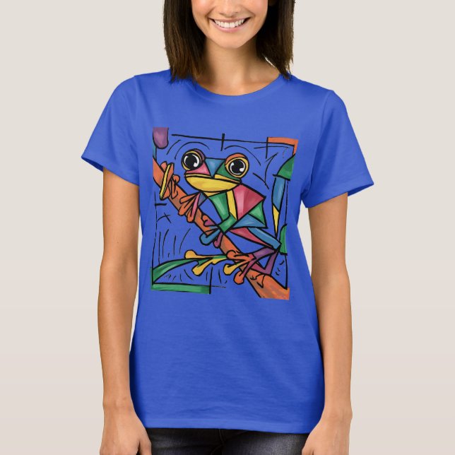 Funny Tree Frog Abstrakte Kunst T-Shirt (Vorderseite)