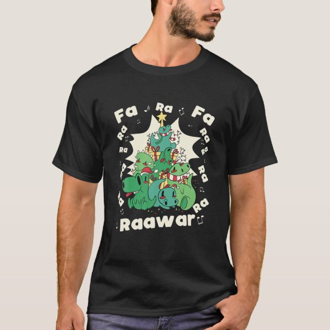 Funny Tree Rex Christmas Dinosaur Fa Ra Ra Rawr Xm T-Shirt (Vorderseite)