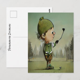 Funny treffen Sie auf Golfplatz Vier Ferien Postkarte