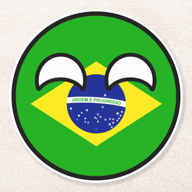 Funny Trending Geeky Brasilien Landball Runder Pappuntersetzer (Vorderseite)