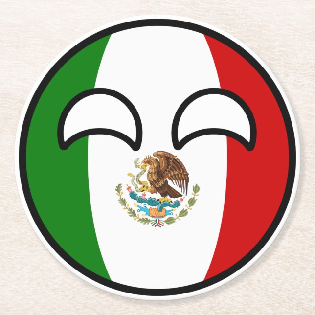 Funny Trending Geeky Mexico Countryball Runder Pappuntersetzer (Vorderseite)