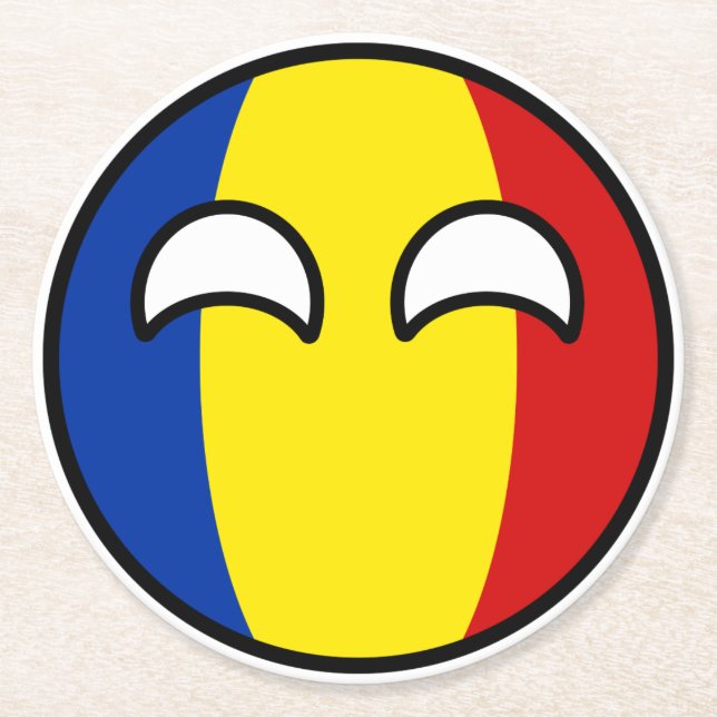 Funny Trending Geeky Rumänien Landball Runder Pappuntersetzer (Vorderseite)