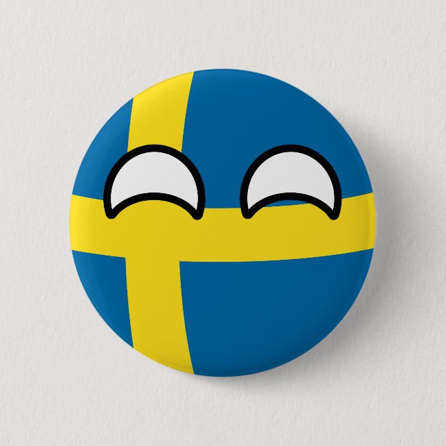 Funny Trending Geeky Schweden Countryball Button (Vorderseite)