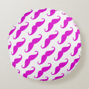 Funny trendrosa Neon Schnurrbart Muster Rundes Kissen