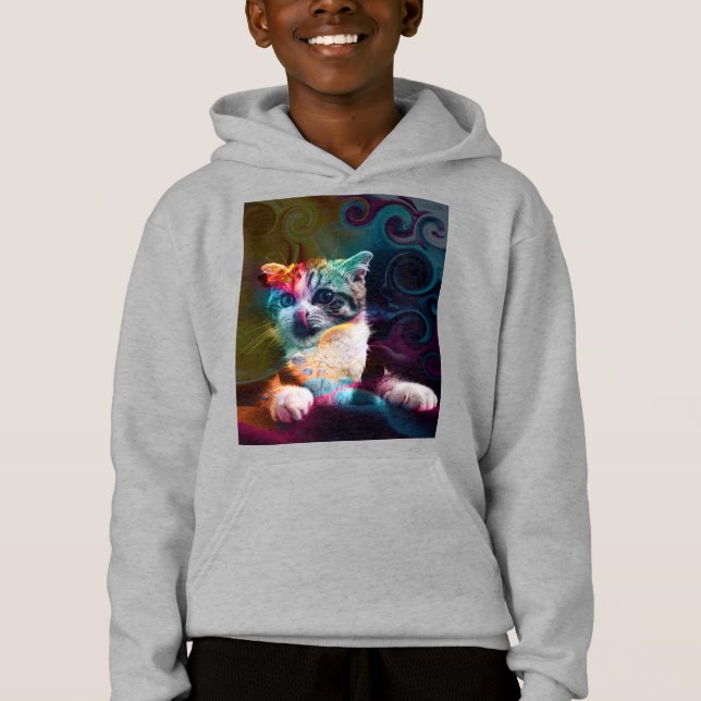 FUNNY TRENDY COLORFUL CAT ART HOODIE (Vorderseite)