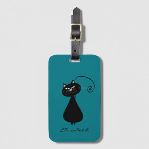 Funny Trendy niedliche whimsical Katzenmonogramm Gepäckanhänger
