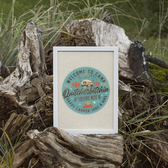 Funny Trendy RV Camping Wine Art Poster (Use this funny trendy RV quote poster to decorate your walls!)