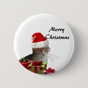 Funny trendy Santa wise Katzenjause Button