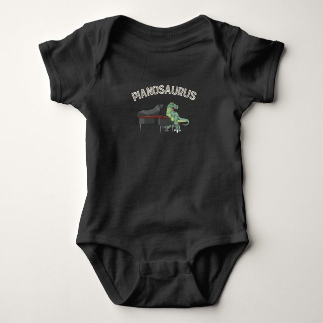 Funny Trex Piano Player Dinosaurier Musiker Baby Strampler (Vorderseite)