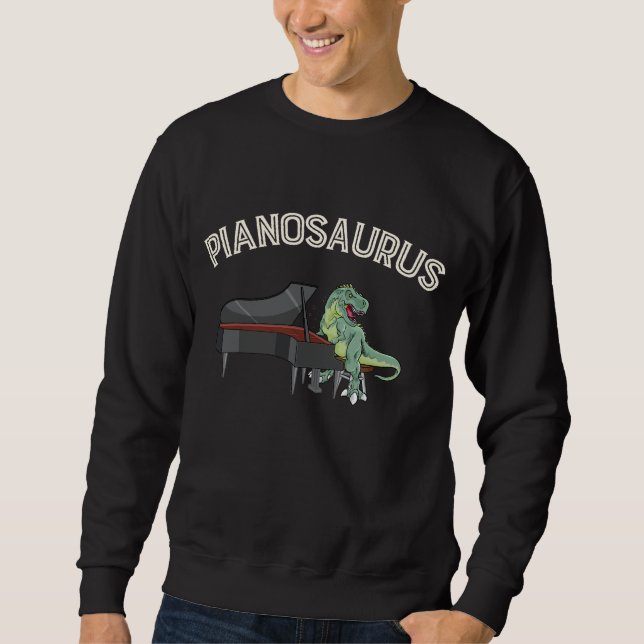 Funny Trex Piano Player Dinosaurier Musiker Sweatshirt (Vorderseite)