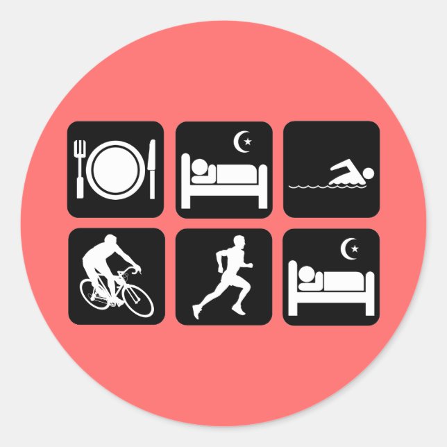 Funny Triathlon Runder Aufkleber (Vorderseite)