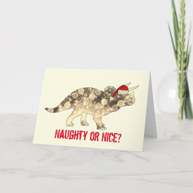Funny Triceratops Weihnachts Dinosaurier Slogan Karte (Vorderseite)