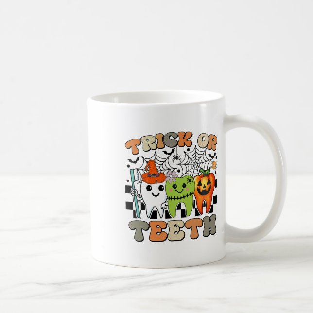 Funny Trick oder Zähne Halloween Zahnarzt oder Kaffeetasse (Rechts)