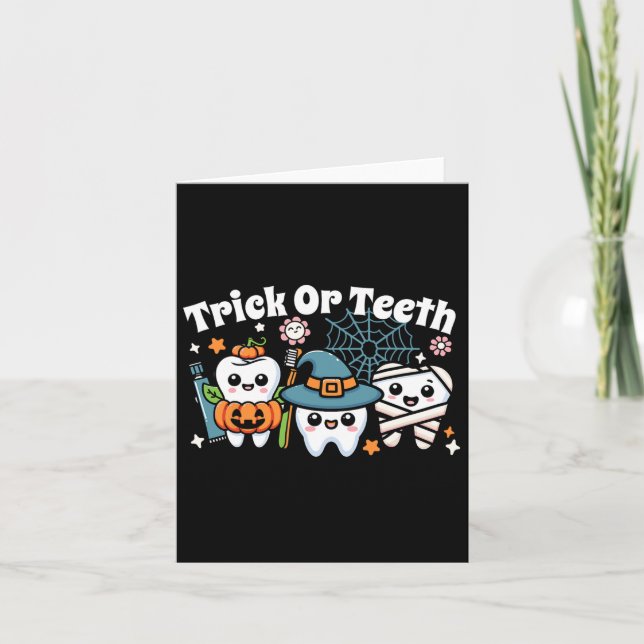 Funny Trick oder Zähne Halloween Zahnarzt oder Karte (Vorderseite)