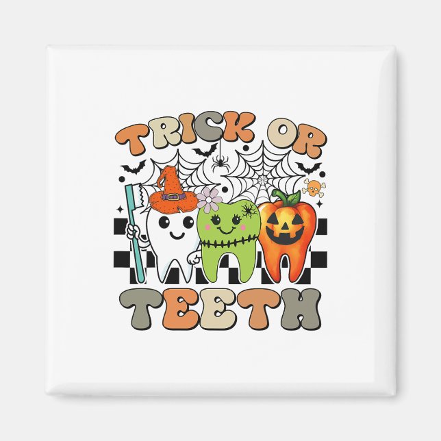 Funny Trick oder Zähne Halloween Zahnarzt oder Magnet (Vorne)