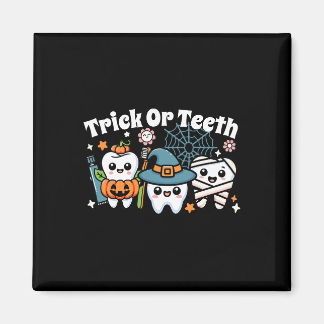Funny Trick oder Zähne Halloween Zahnarzt oder Magnet (Vorne)