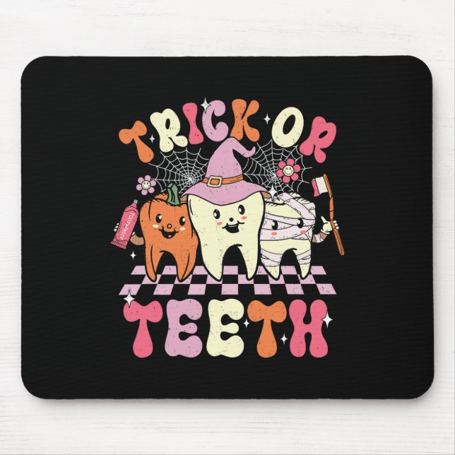 Funny Trick oder Zähne Halloween Zahnarzt oder Mousepad (Vorne)