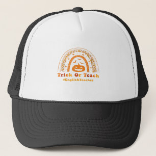 Funny Trick or Teach Rainbow Halloween English Tee Truckerkappe