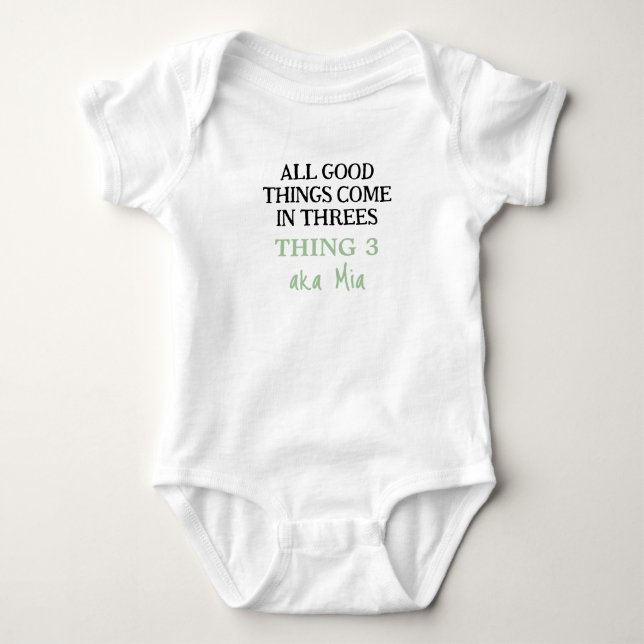 Funny Triplets Outfit mit Namen, Custom Unisex Baby Strampler (Vorderseite)