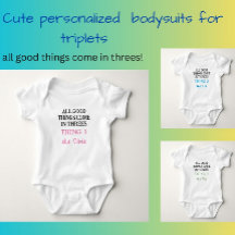 Funny Triplets Outfit mit Namen, Custom Unisex