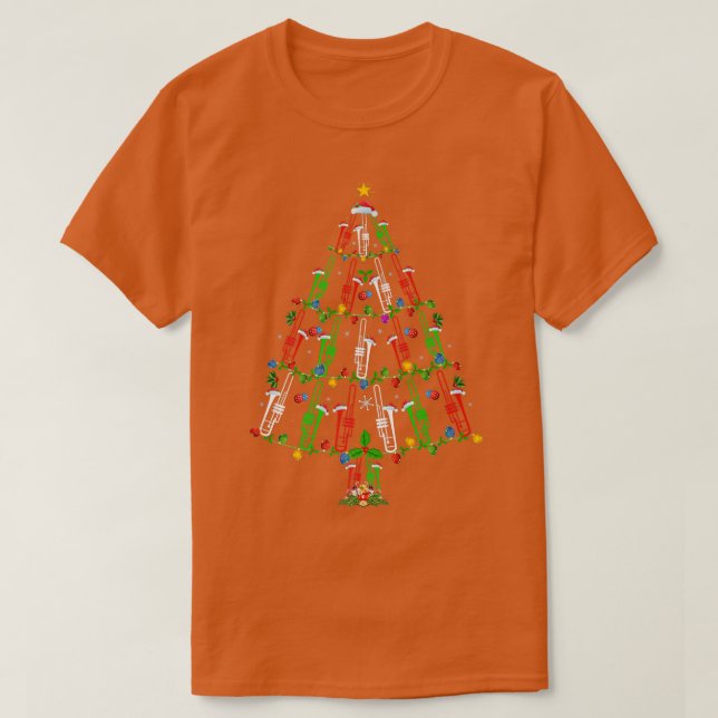 Funny Trombone Lover Xmas Lights Trombone Christma T-Shirt (Design vorne)