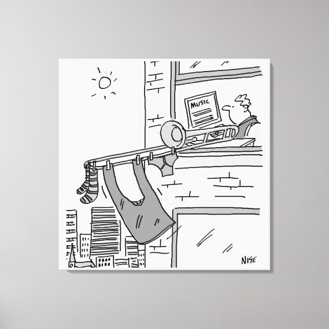 Funny Trombone Player Musiker Leinwanddruck (Vorderseite)