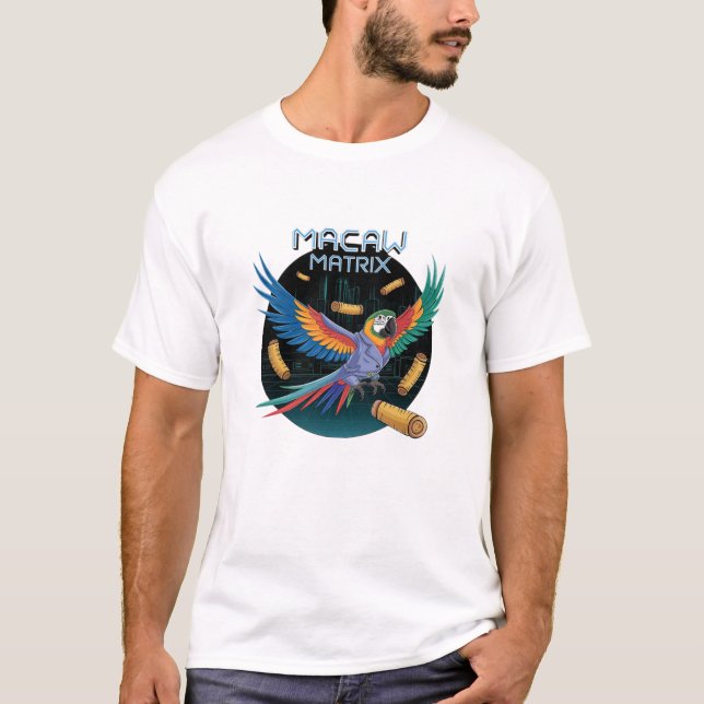 Funny Tropical Birds: Macaw Designs T-Shirt (Vorderseite)
