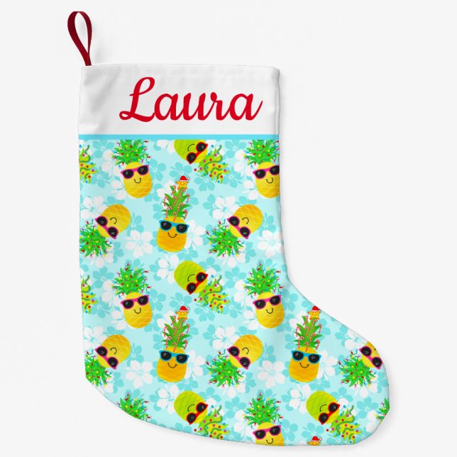 Funny Tropical Christmas Pineapples Kleiner Weihnachtsstrumpf (Vorderseite)