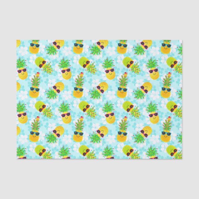 Funny Tropical Christmas Pineapples Seidenpapier (Vorderseite)