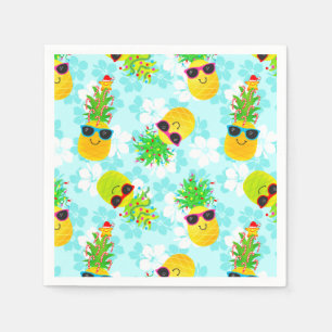 Funny Tropical Christmas Pineapples Serviette