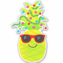 Funny Tropical Christmas Pineapse Aufkleber