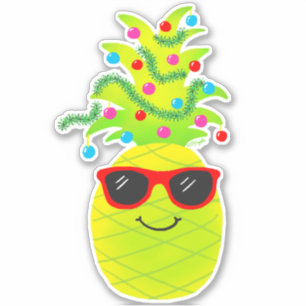 Funny Tropical Christmas Pineapse Aufkleber