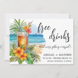 Funny Tropical Cocktail Beach Trendy Foto Wedding Save The Date