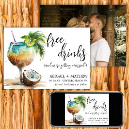 Funny Tropical Coconut Cocktail Foto Hochzeit Save The Date