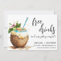Funny Tropical Coconut Cocktail Foto Hochzeit