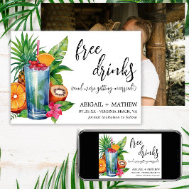 Funny Tropical Frucht Cocktail Trendy Foto Hochzei Save The Date